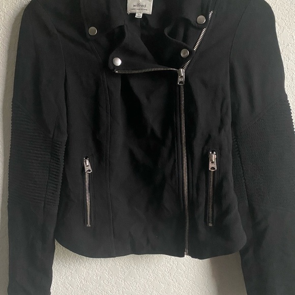 ASO The Flash Aritzia Wilfred Montesson Black Moto Japanese Crepe Jacket Size 0 - Picture 4 of 15